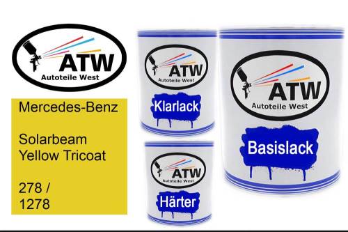 Mercedes-Benz, Solarbeam Yellow Tricoat, 278 / 1278: 1L Lackdose + 1L Klarlack + 500ml Härter - Set, von ATW Autoteile West.